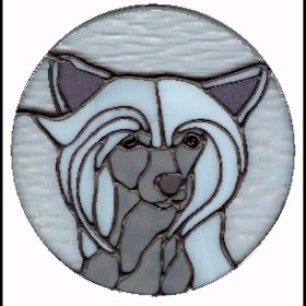 chinese crested dog stained glass portrait