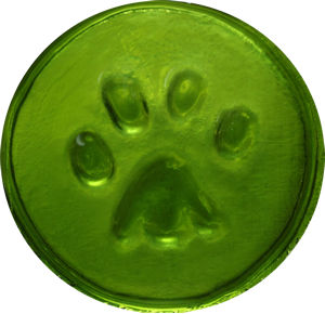 recycled glass rondel big paw print design green