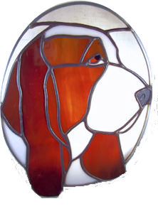 basset hound dog stained glass suncatcher