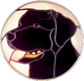 black lab dog stained glass suncatcher