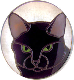 black cat stained glass suncatcher
