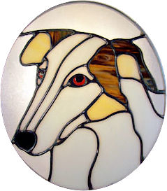 borzoi dog stained glass suncatcher
