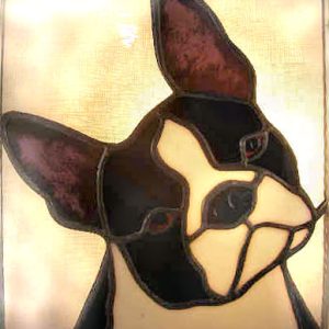 boston terrier stained glass dog suncatcher