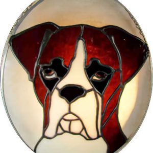 boxer dog stained glass suncatcher