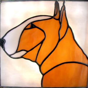 bull terrier dog stained glass suncatcher