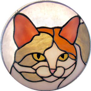 calico cat stained glass suncatcher