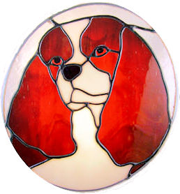 cavalier king charles spaniel dog stained glass suncatcher