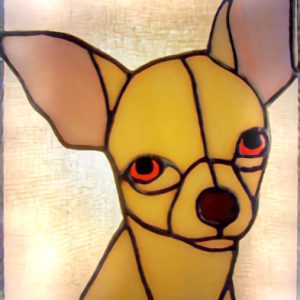 chihuahua dog stained glass suncatcher