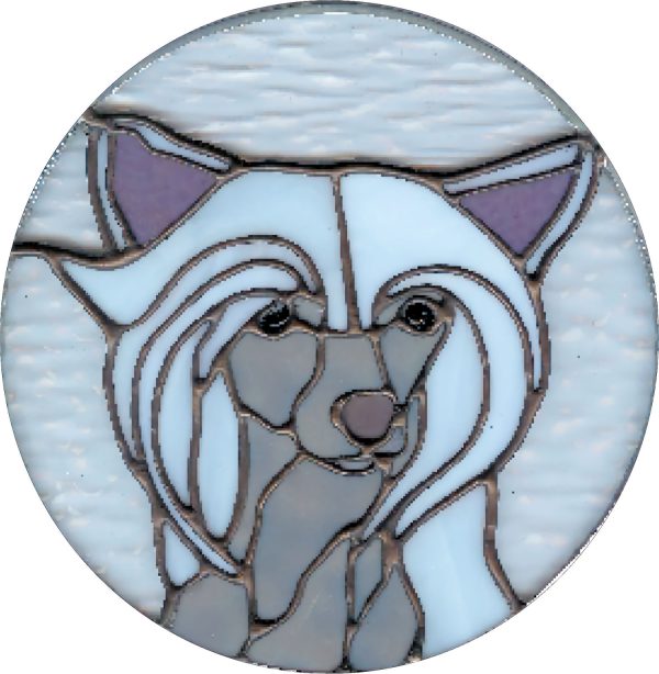 chinese crested dog stained glass suncatcher