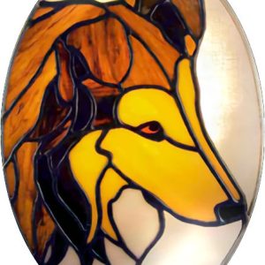 collie dog stained glass suncatcher