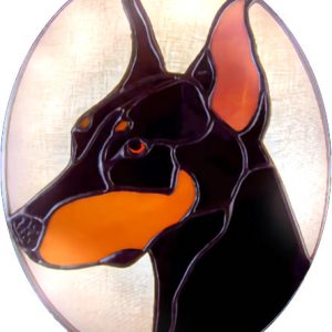 doberman dog stained glass suncatcher