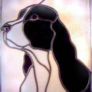 english springer spaniel dog stained glass suncatcher