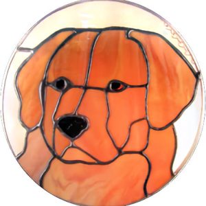 golden retriever dog stained glass suncatcher