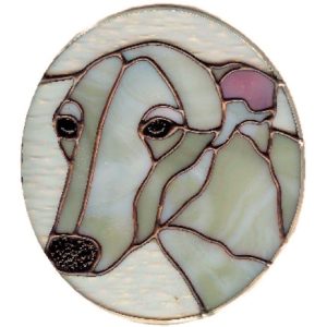 greyhound dog stained glass suncatcher
