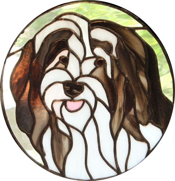 havanese dog stained glass suncatcher