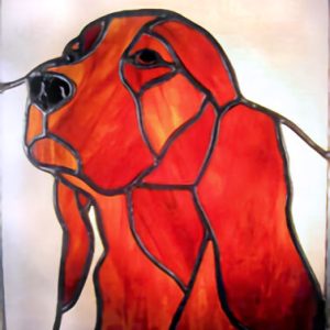 irish setter dog stained glass suncatcher