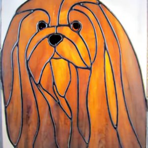 lhasa apso dog stained glass suncatcher