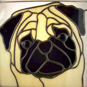 pug stained glass suncatcher