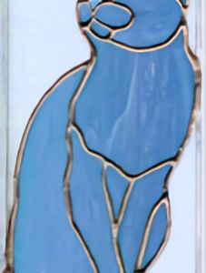 russian blue cat stained glass suncatcher
