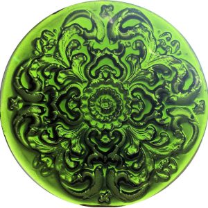 large fancy recycled glass rondel green