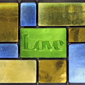 recycled glass stained glass panel Love