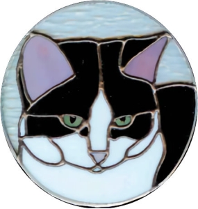 Tuxedo Cat Stained Glass Suncatcher $60