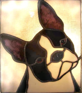 Boston Terrier Dog Stained Glass Suncatcher $63