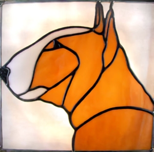 Bull Terrier Dog Stained Glass Suncatcher $51