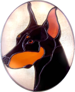 Doberman Dog Stained Glass Suncatcher $63