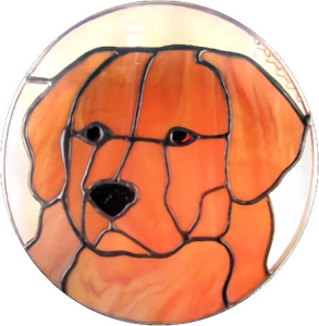 Golden Retriever Dog Stained Glass Suncatcher $55