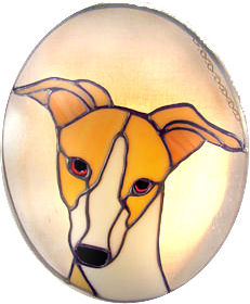 Fawn Greyhound Dog Stained Glass Suncatcher $57