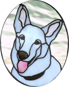 White Shepherd Dog Stained Glass Suncatcher $65