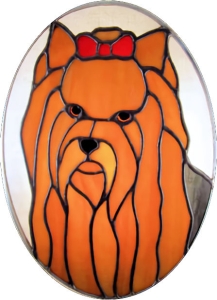 Yorkie Dog Stained Glass Suncatcher $65
